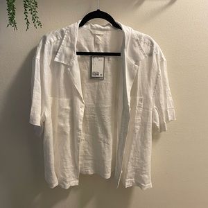 NWT- H&M White Linen Shirt
